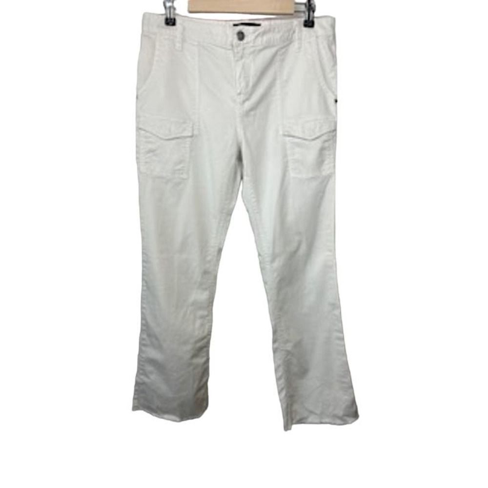 SANCTUARY Women's Cotton Cargo Frayed Bootcut Pants White Size 32